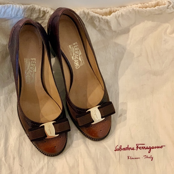 Salvatore Ferragamo Pump Shoes Brown Leather - Picture 6 of 7